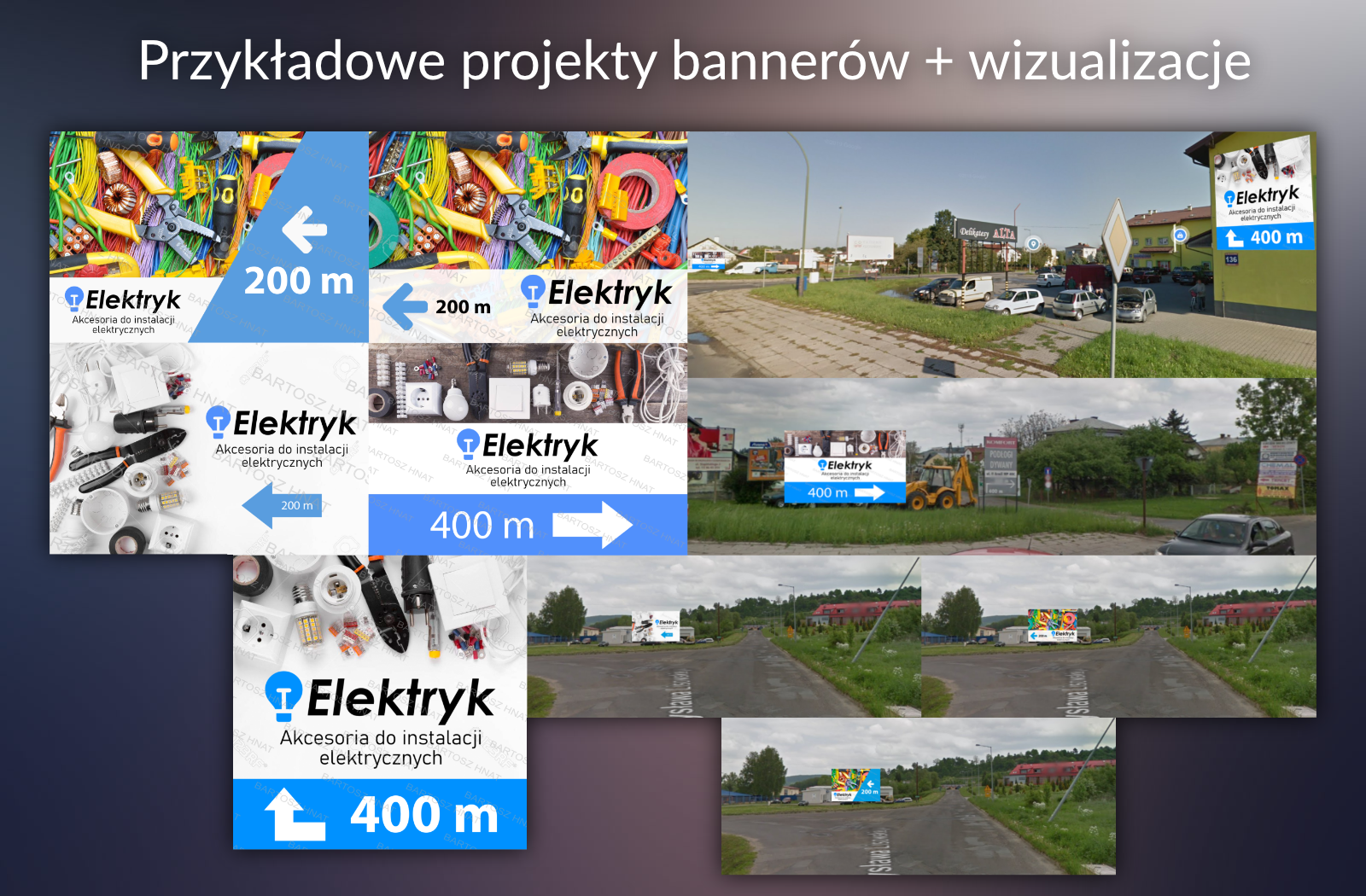 Projekt bannerów wraz z wizualizacją. (Bannery Wykonano w Adobe Ilustrator, zaś wizualizacje w Photoshop)